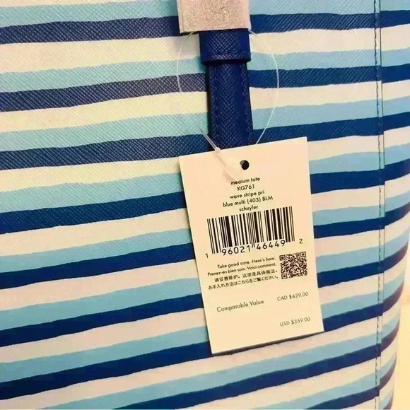 KATE SPADE purse Jana tote shoulder bag wave stripe - Picture 5 of 9